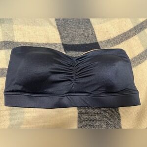 Reversible Bandeau‎ Tube Top Navy Blue and Champagne Gold Ruched Strapless S/M